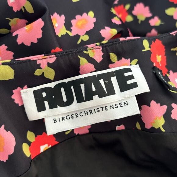 ROTATE Birger Christensen Pauline Floral Mini Dress 4 Black Pink Floral - Picture 12 of 16